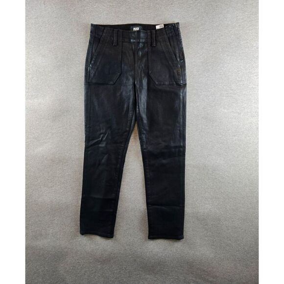 PAIGE Women's Mayslie Slim Jean Black Fog Luxe Coating Ankle High Rise Sz 28 - Picture 2 of 11